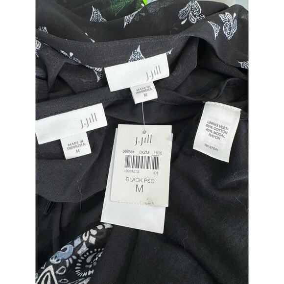 NWT J. Jill Black Boho Print overlay Classic Tunic Shift Dress Womens Medium - Picture 5 of 5